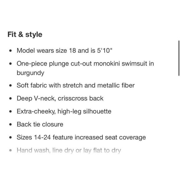 Shade & Shore Burgundy Monokini Plunge Cut Out High Leg Lured One Piece Size 18 - Picture 3 of 4